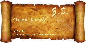 Zieger Dezső névjegykártya